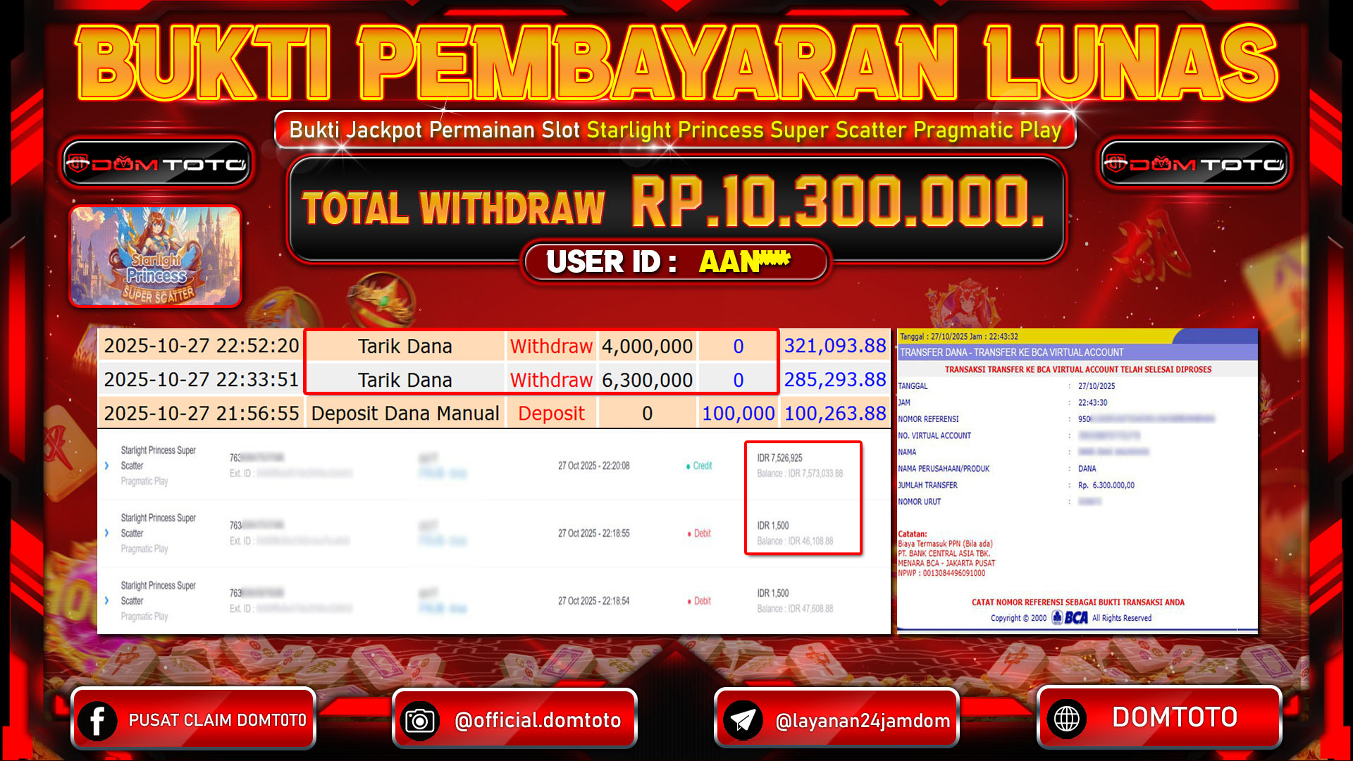 JACKPOT Slot Starlight Princess Super Scatter Pragmatic Play 27 OKTOBER 2025